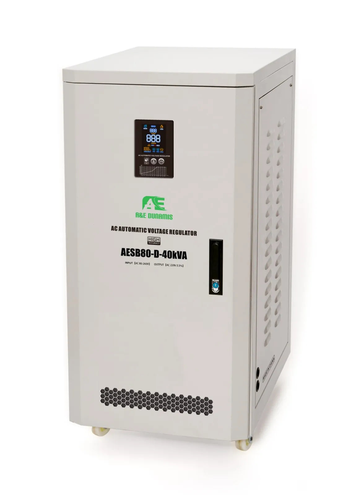 A&E DUNAMIS 40KVA Single Phase Servo Voltage Stabilizer (80V-250V) - AESB80-D-40KVA
