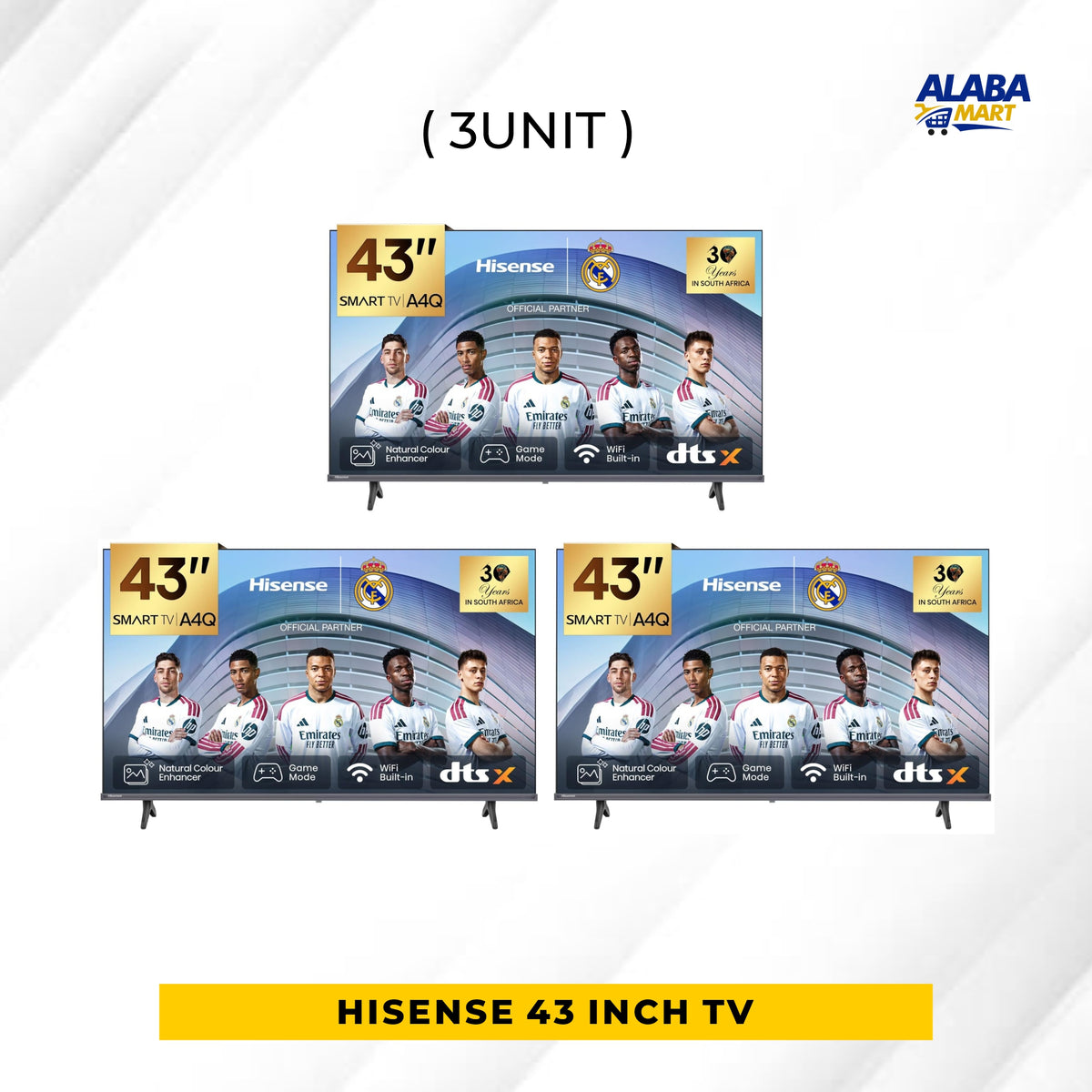 3 UNIT COMBO Hisense 43 inch A4Q LED Smart Tv with Free wall bracket Save ₦17,220! 😱🛒 on this Deal