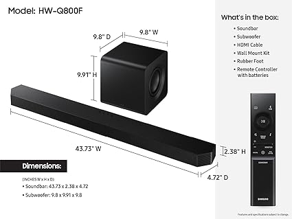 Samsung HW-Q800F Q-Series 5.1.2ch Soundbar with Wireless Subwoofer HWQ800F/KE