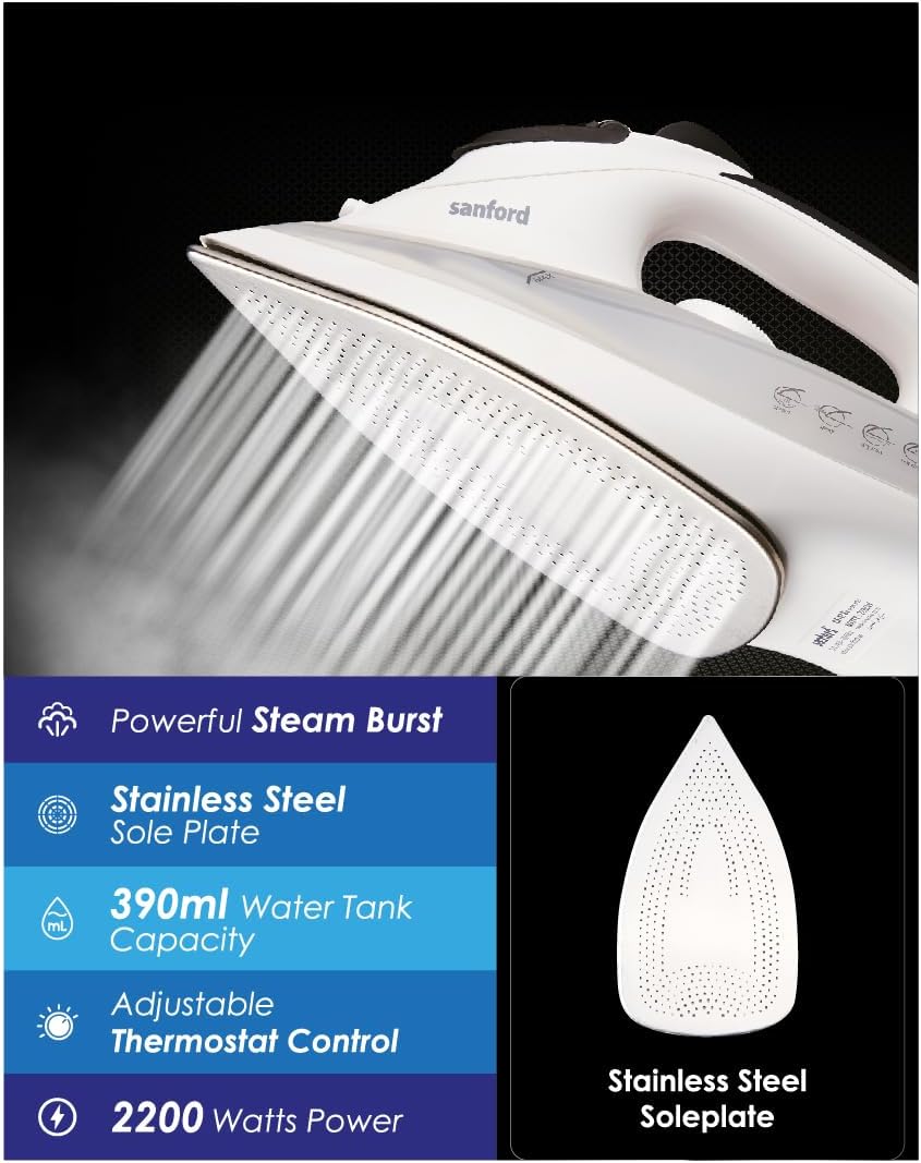 Sanford 2200 Watt STEAM IRON SPRAY & STEAM FUNCTION SF47SI-BS