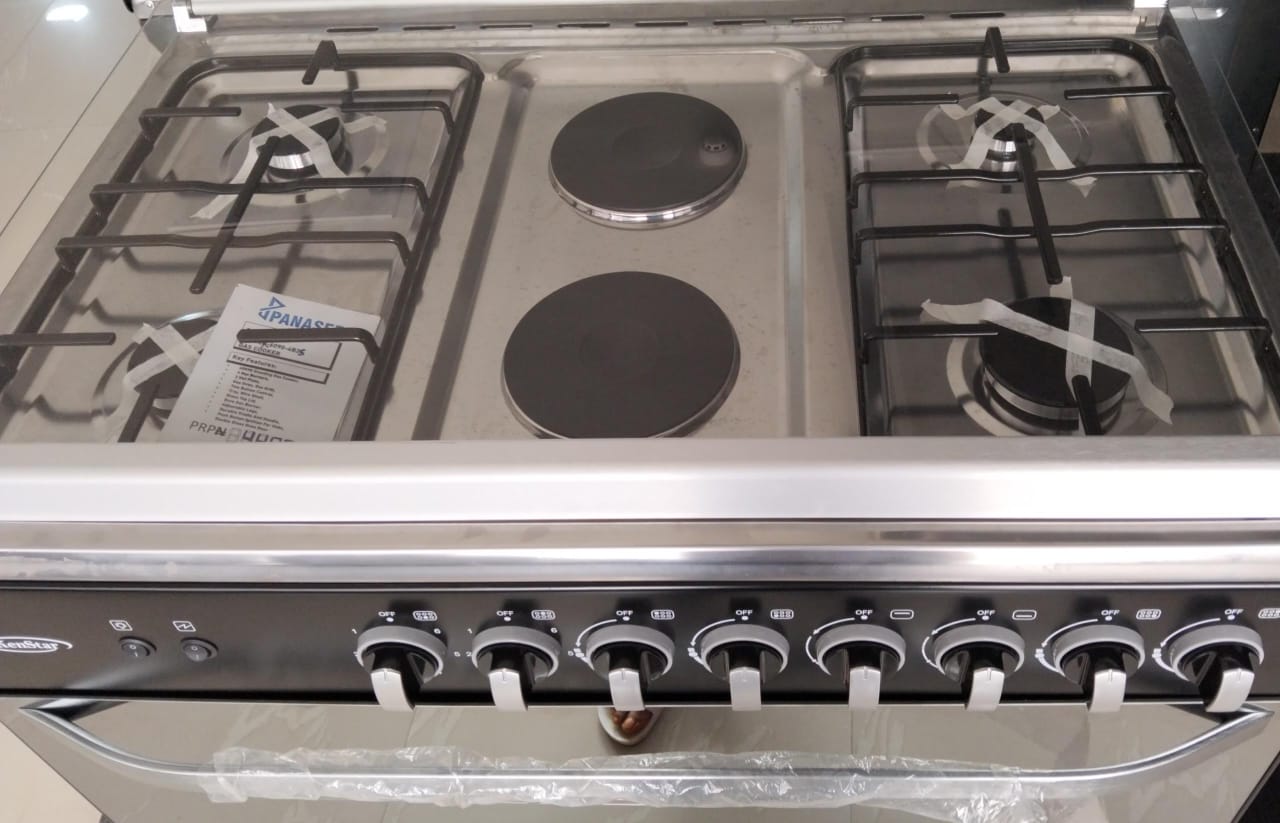 Kenstar 4 Gas Burner + 2 Electric Hotplate Standing Cooker Auto Ignition KS-GCX6090-42S