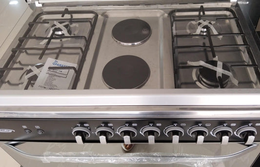 Kenstar 4 Gas Burner + 2 Electric Hotplate Standing Cooker Auto Ignition KS-GCX6090-42S