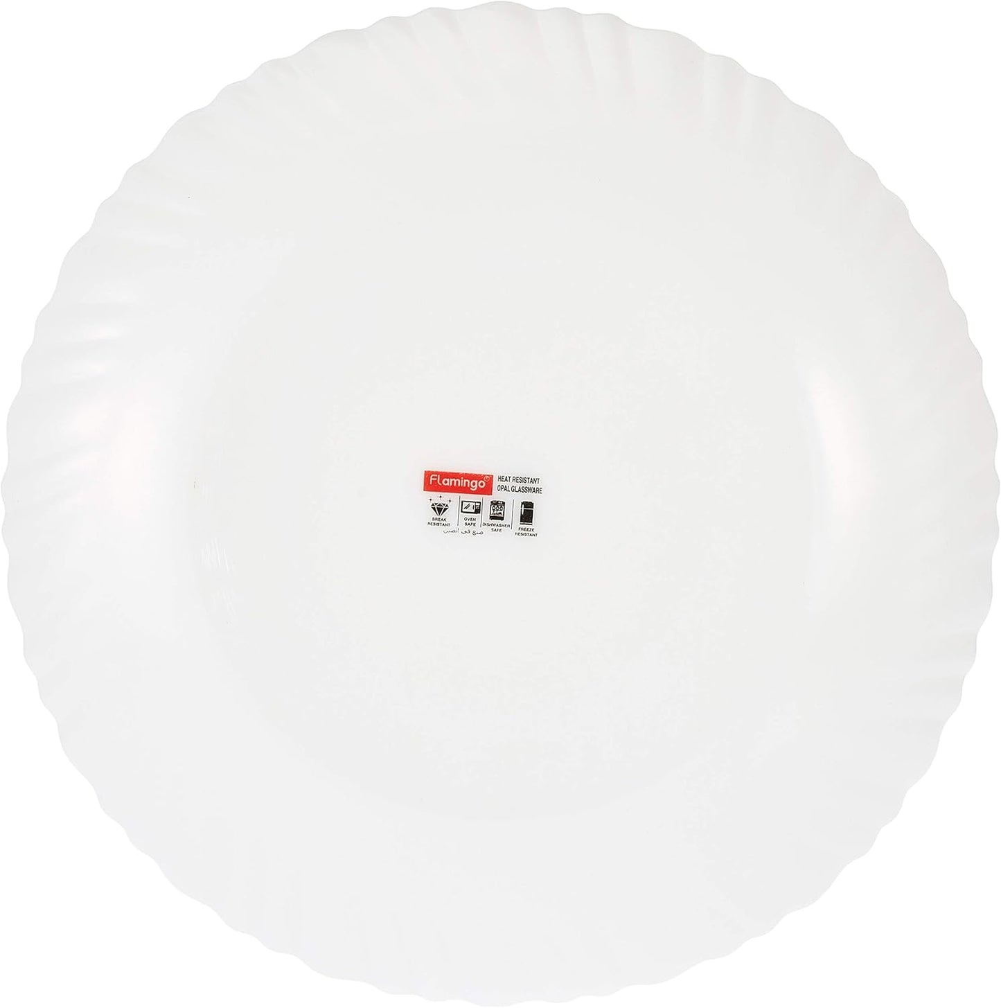 Flamingo Opal Ware Flat Plate Dinnerware Set, White, 8.5 Inches, FL7301OW, single pcs