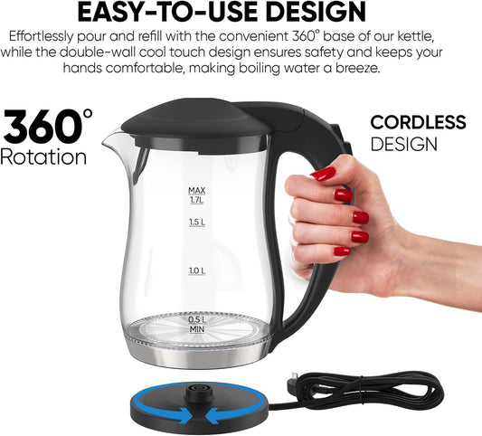 Nikai 1.7L Glass Steel Electric Kettle NK323G