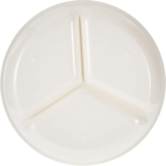Flamingo Pearl Leaf Design 3 Section Plate, White, 7.5 Inches, FL9049MW