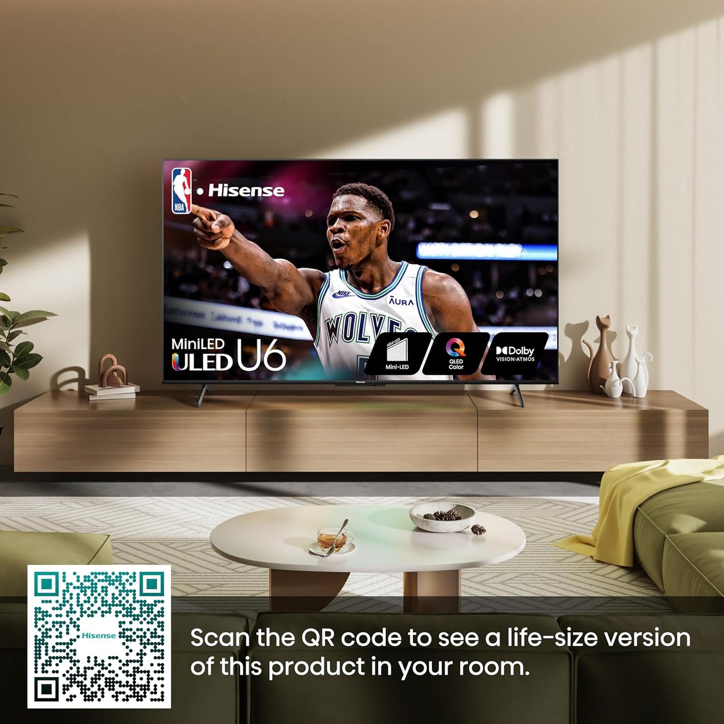 Hisense 75 Inch 4K ULED Mini-LED PRO QUANTUM DOT COLOR TV 75U6N-PRO