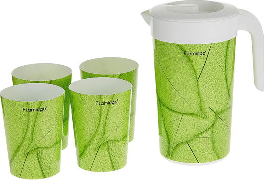 Flamingo Water Jug Set(with 4 Cups), Multi-Colour, FL5933WJ