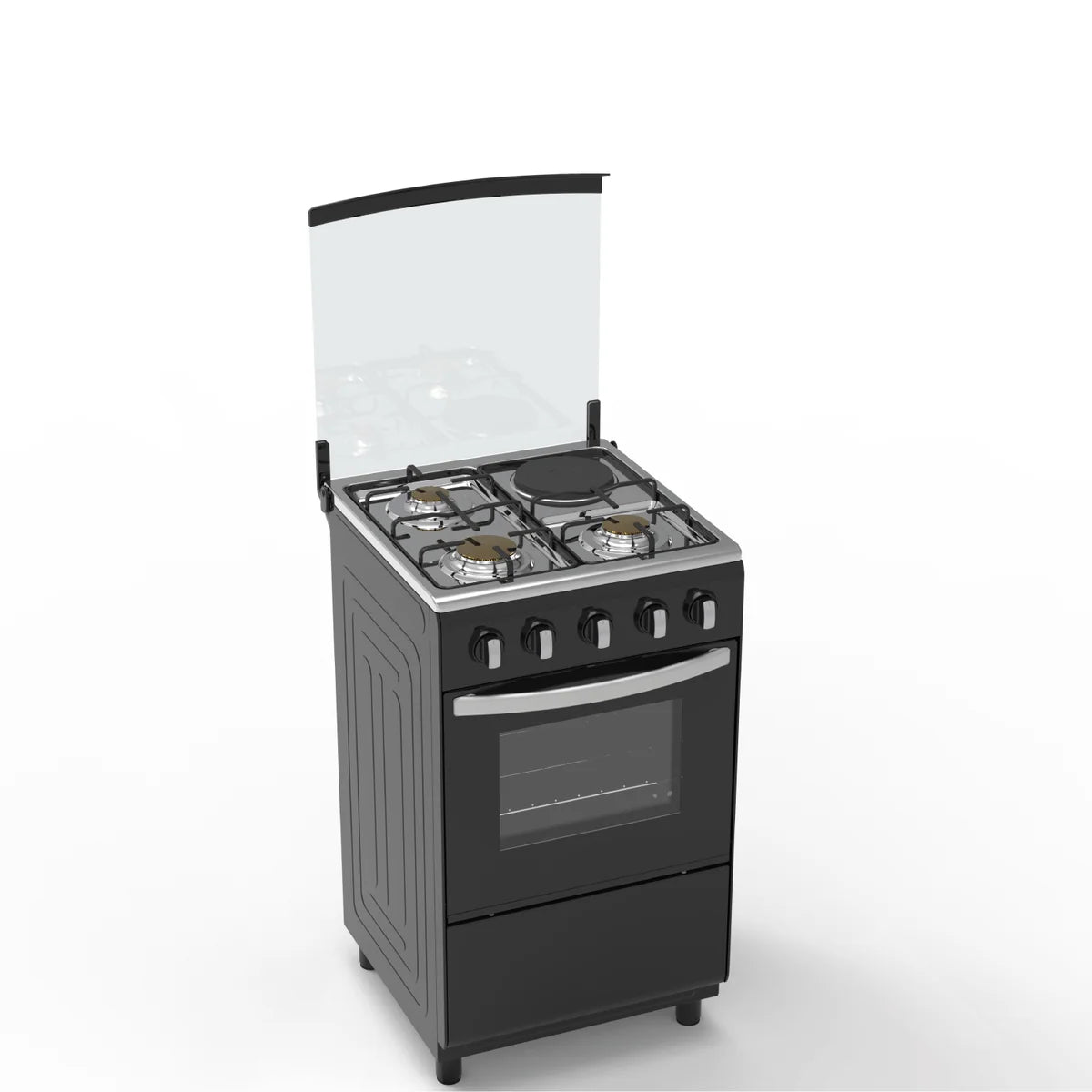 AEON 3G+1E BURNER GAS COOKER 50X50 4G BLACK AGC5031