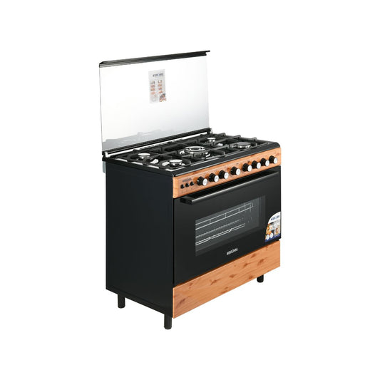 Bruhm 5 Gas Burner Standing Cooker BGC-9650IN - WOODEN FINISH