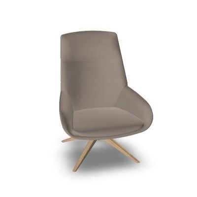 Actiu Noom Armchair high back, Series 20, Natural beech wooden 4 pyramidal legs, V21 Mink