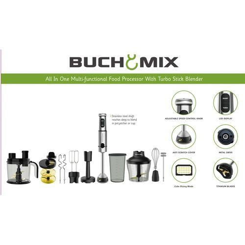 Buchymix 12-in-1 Multifunction Food Processor with Turbo Stick Immersion Blender — BH361.