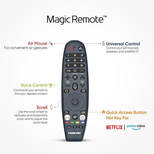 Nikai 65" INCH Web os UHD Smart LED NIK65MEU4STN, Frameless, Ultra HDR, Dolby Audio, Smart Voice Control