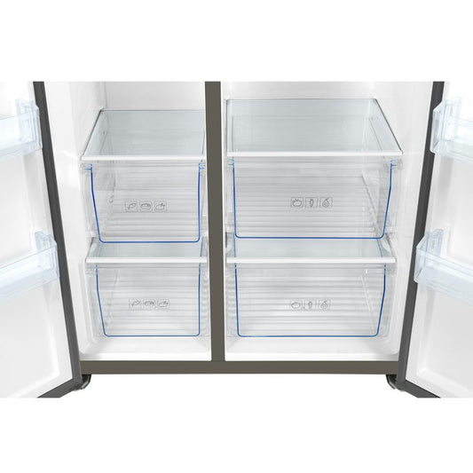 TCL P790SBSVCM 631L Side-by-Side Refrigerator with water dispenser, automatic temperature compensation, inside condenser defrost