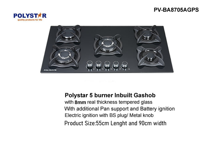 POLYSTAR 5 BURNER IN BUILT GAS COOKER PV-B8705AGPS