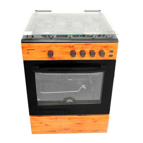 Scanfrost 4 Gas Burner Standing Cooker With Oven Wood Finish – CK6402NG