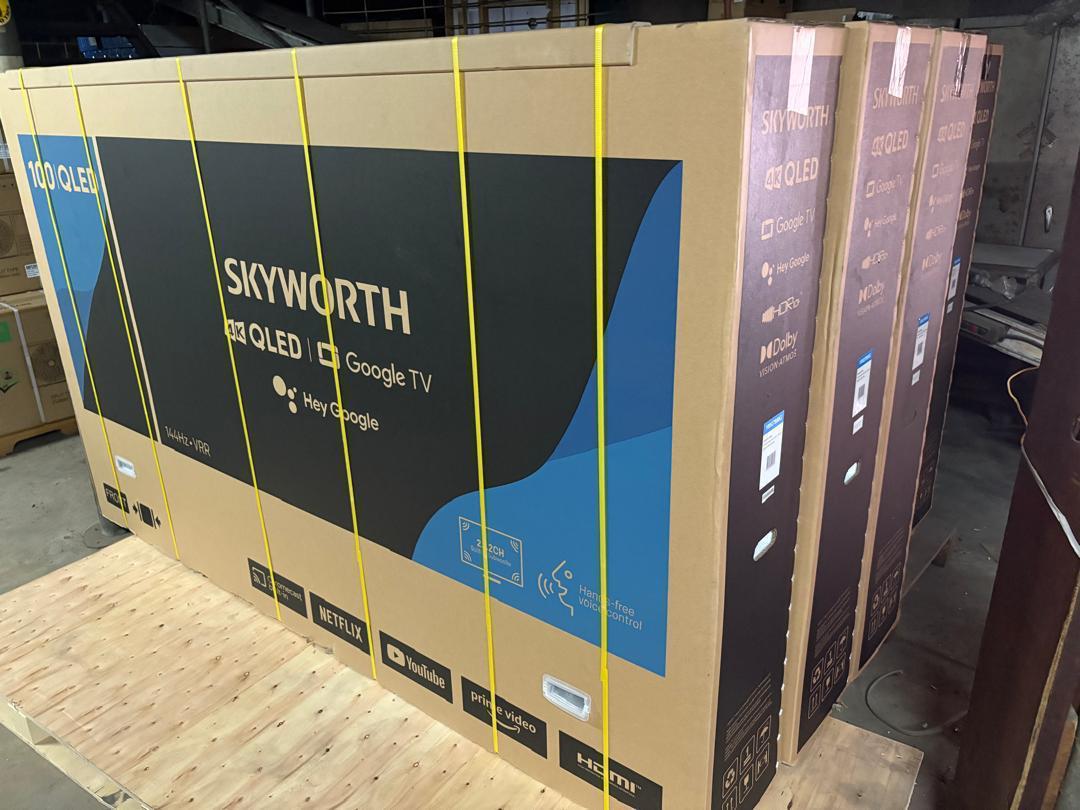 Skyworth 100 Inch 4K QLED Google TV with Frameless body, Screen Mirroring, WIFI, Bluetooth and Dolby ATMOS for TV - 100A50