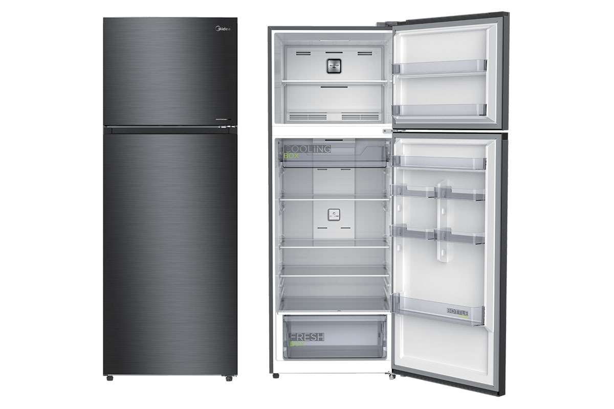 Midea 463 Liters Top Mount Freezer Refrigerator Bru Steel Finish Recessed Handle MDRT645MTU46