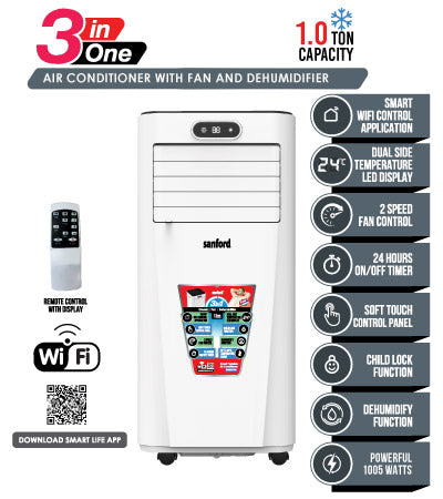 Sanford 1.5HP portable Air Conditioner, 3 in 1 cooler / fan and humidifier SF2851PAC