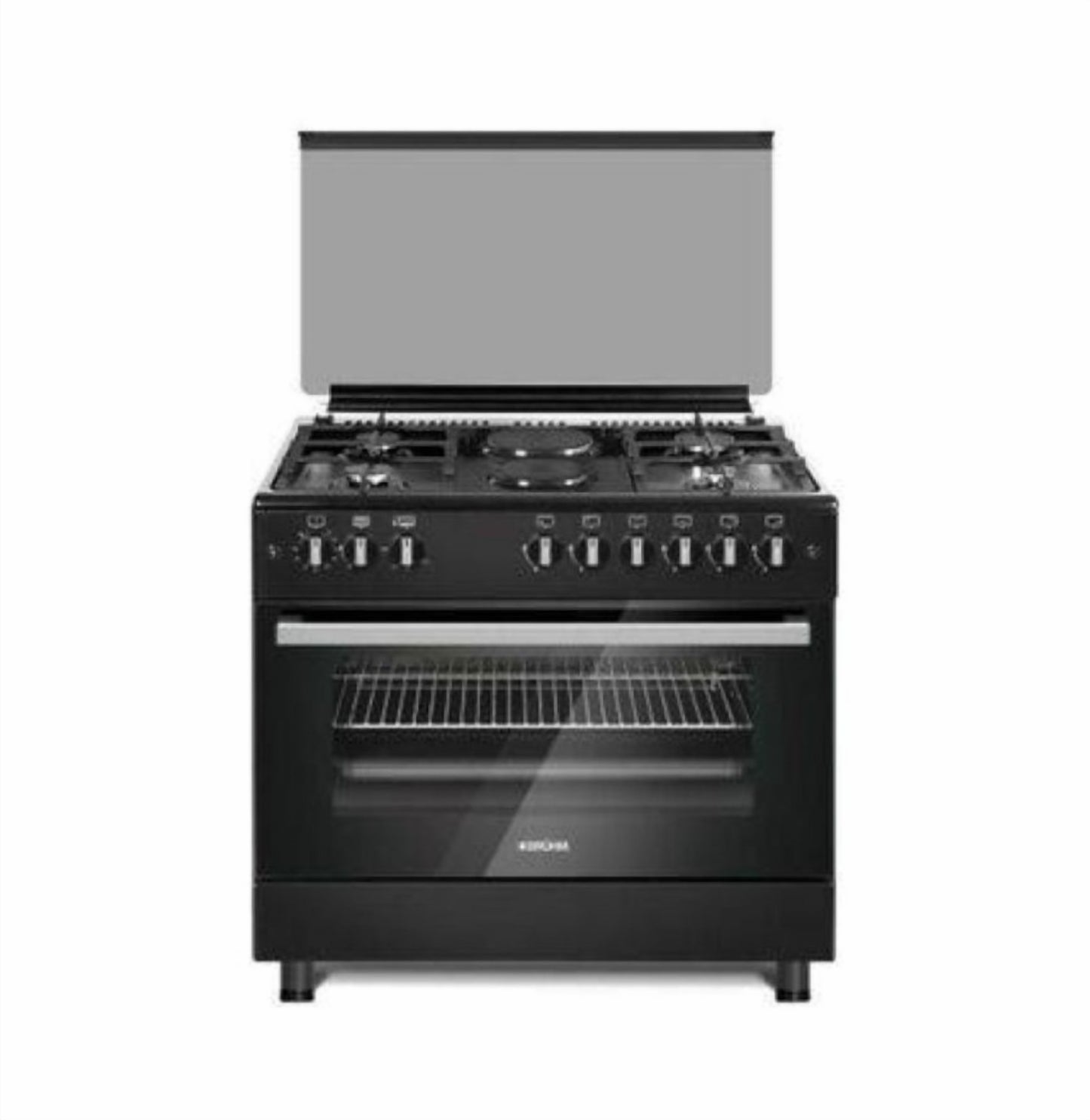 BRUHM-GAS COOKER BGC-9642IB 90*60 STANDING GAS COOKER 4 BURNERS+ 2 ELECTRIC, BLACK