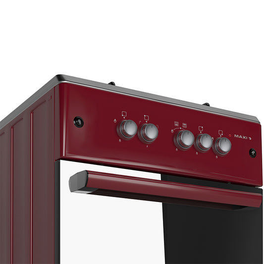 Maxi 60*60 3 Gas Burner + 1 Electric Hotplate Standing Cooker M4 Red