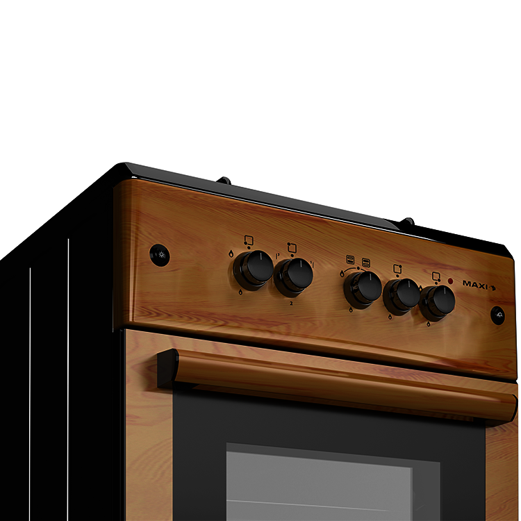 Maxi 60*60 3 Gas Burner + 1 Electric Hotplate Standing Cooker WOOD