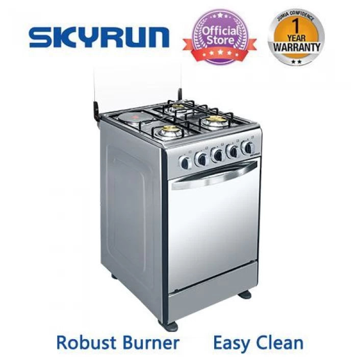 SKYRUN 3 Gas Burner + 1 Electric Hotplate Standing Cooker GCS-3G1E/M