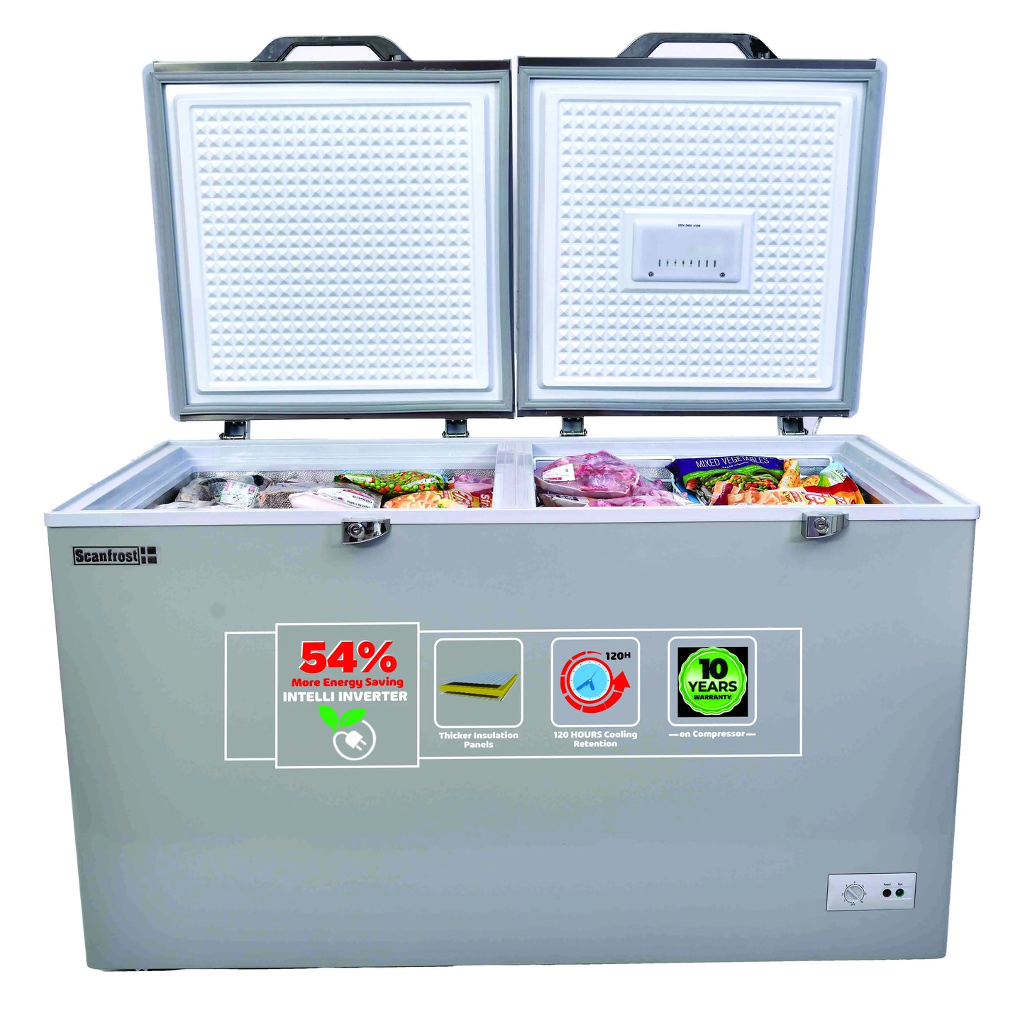 Scanfrost SFL400INV 400Liters Inverter Double Door Chest Freezer