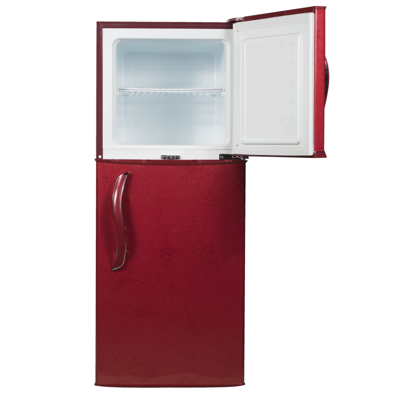 Nexus NX-235 185 Litres Top Freezer Refrigerator Red with flower