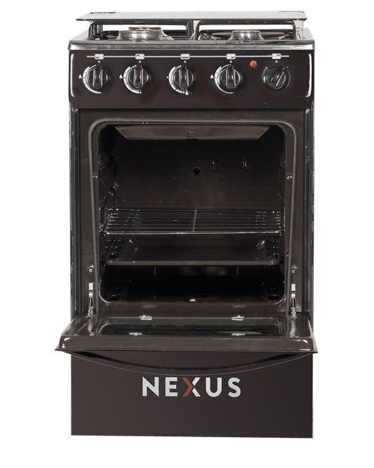 Nexus 3 Gas Burner + 1 Electric Hotplate Standing Cooker Black Ignition GCCR-NX-5055BC