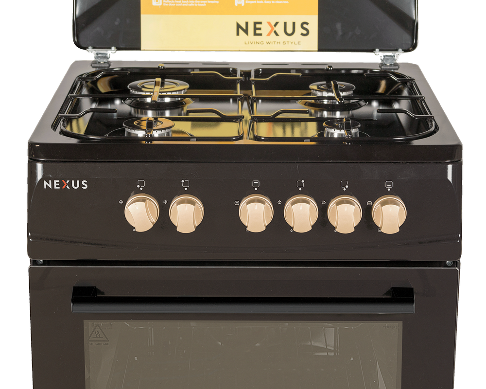 Nexus 4 Gas Burner Standing Cooker Black NX-6003 BS