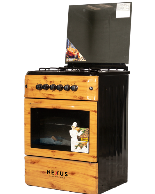 Nexus 3 Gas Burner + 1 Electric Hotplate Standing Cooker NX-6004 BS Wood finish