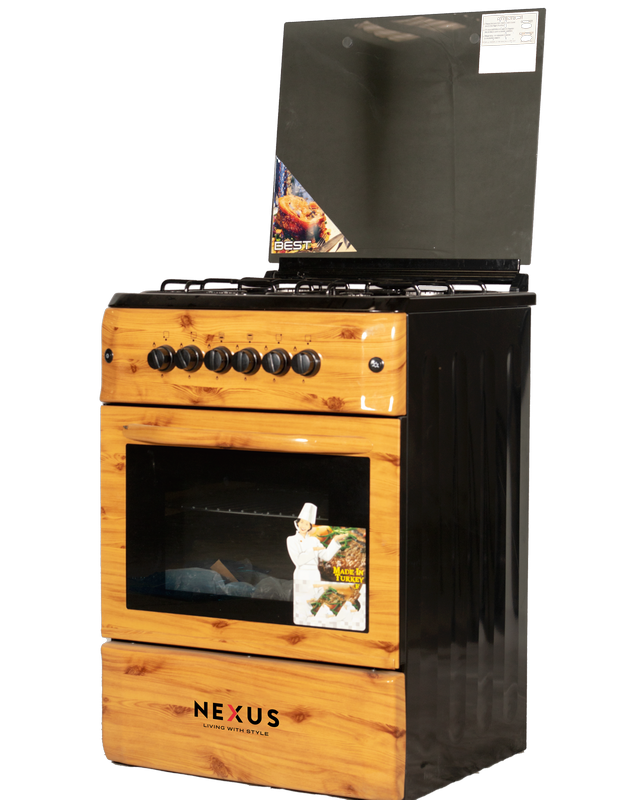 Nexus 4 Gas Burner Standing CookerNX-6003 BS Wood finish