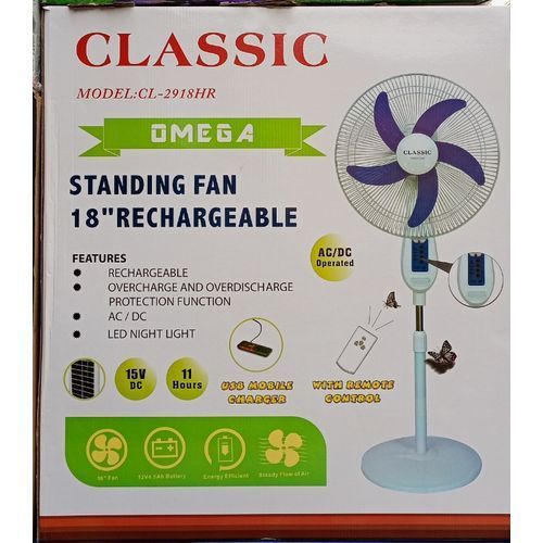 Classic 18 inches rechargeable fan (Blue) CL-2918HR