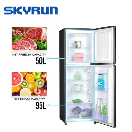 Skyrun  BCD-145A 145 Litres Double Door Top Mount Refrigerator INOX