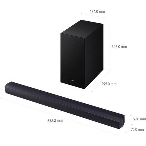 Samsung HW- B450F, 2.1 ch, 300 Watts Dolby Audio/DTS Virtual:X, Bass Boost, Adaptive Sound,Wireless Soundbar 2025 HW-B450F/KE