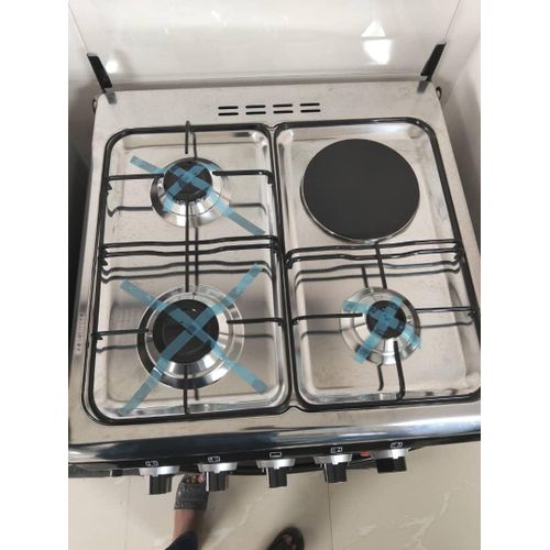 Kenstar 60x60 3 Burner + 1 Electric Hotplate Standing Gas Cooker KS-GCX6060-31E