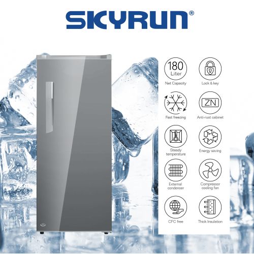 Skyrun 180 Litres Upright Freezer Silver  - BDL-180HC