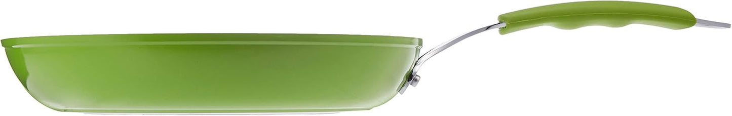 Flamingo Ceramic Coating Fry Pan 26x5cm, White/Green, FL6738FP