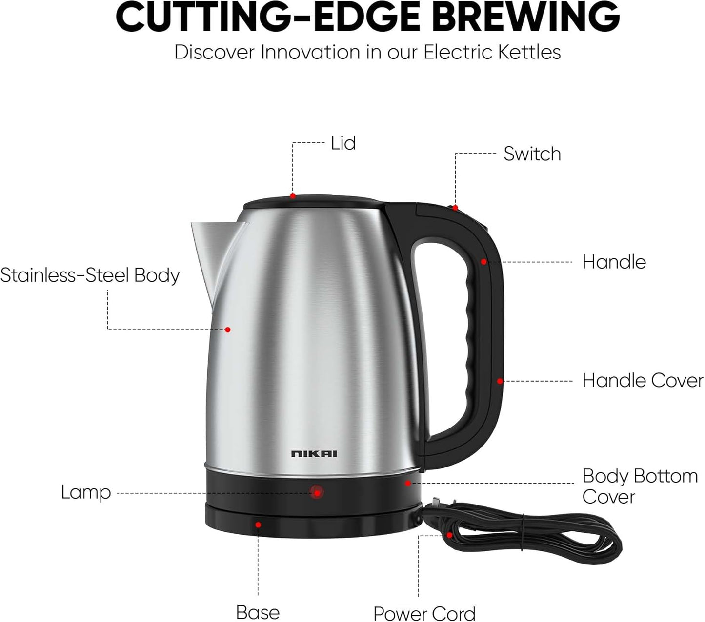 Nikai 1.7L Stainless Steel Electric Kettle NK420A