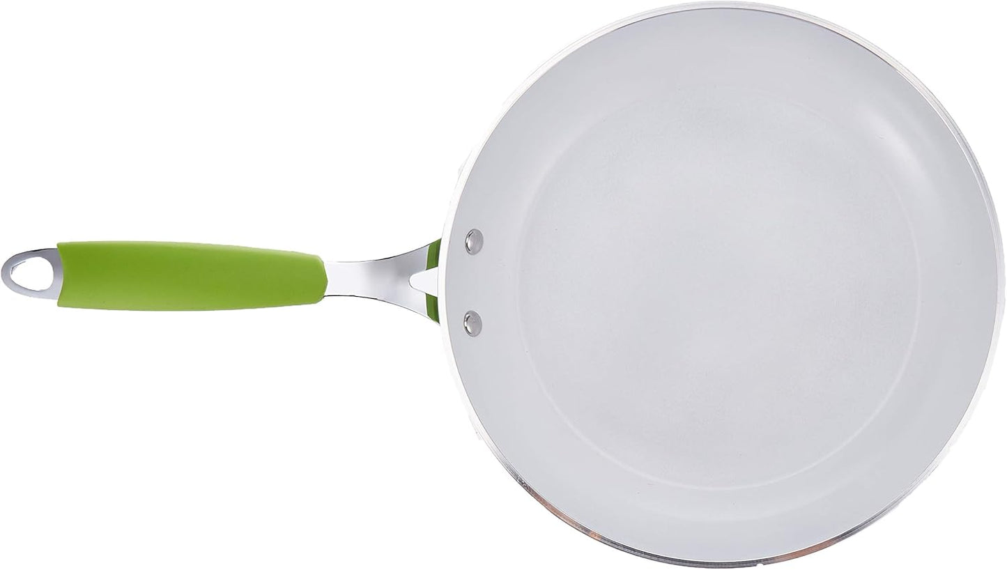 Flamingo Ceramic Coating Fry Pan 26x5cm, White/Green, FL6738FP