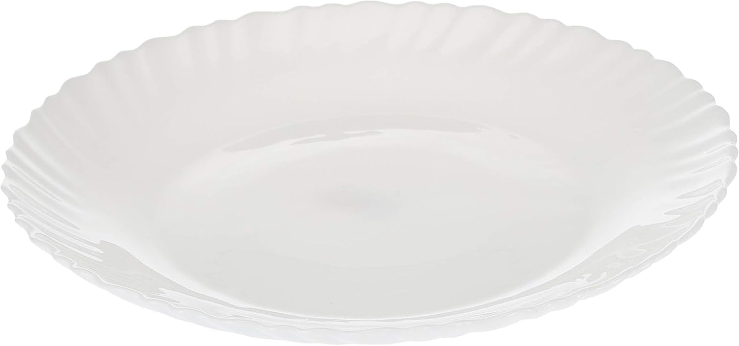 Flamingo Opal Ware Flat Plate Dinnerware  Set, White, 8.5 Inches, FL7301OW, single pcs