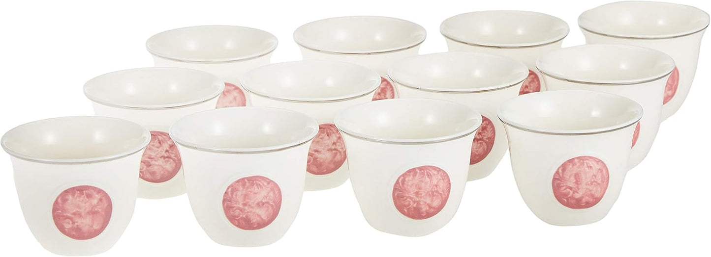 Flamingo Arabic Coffee Cup Dinnerware  Set, Pink/White, FL8151ACC, 12 Pcs