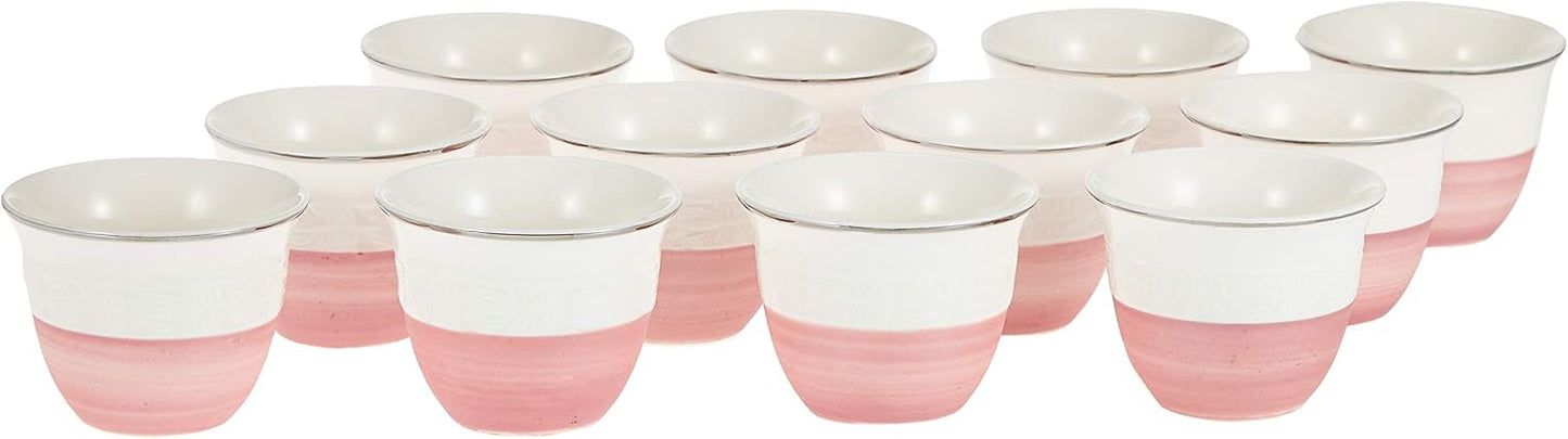 Flamingo 12 Pieces Arabic Coffee Cup Set Pink/White FL8157ACC