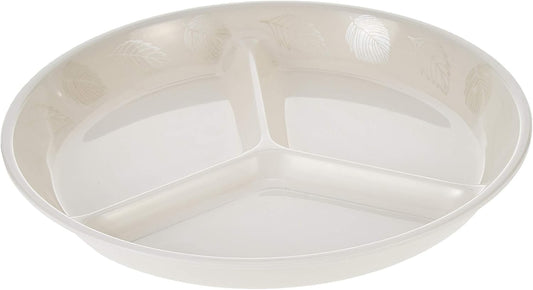 Flamingo Pearl Leaf Design 3 Section Plate, White, 7.5 Inches, FL9049MW