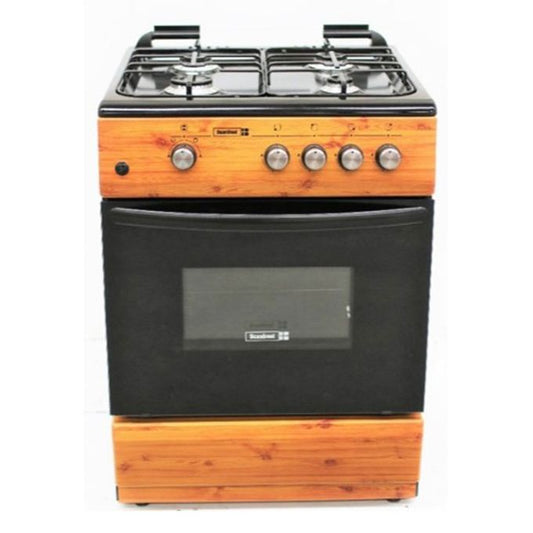 Scanfrost 4 Gas Burner Standing Cooker With Oven Wood Finish – CK6402NG