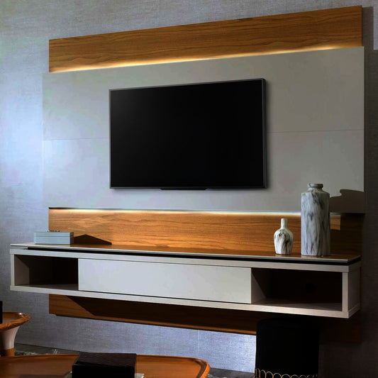 Provincia Lincoln TV Stand with Wall Unit 2.1M OFF WHITE/MATTE