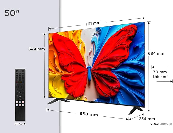 TCL 50 Inch Google  QLED, HDR, Slim Design, Multiple Viewing Mode, 50S5K
