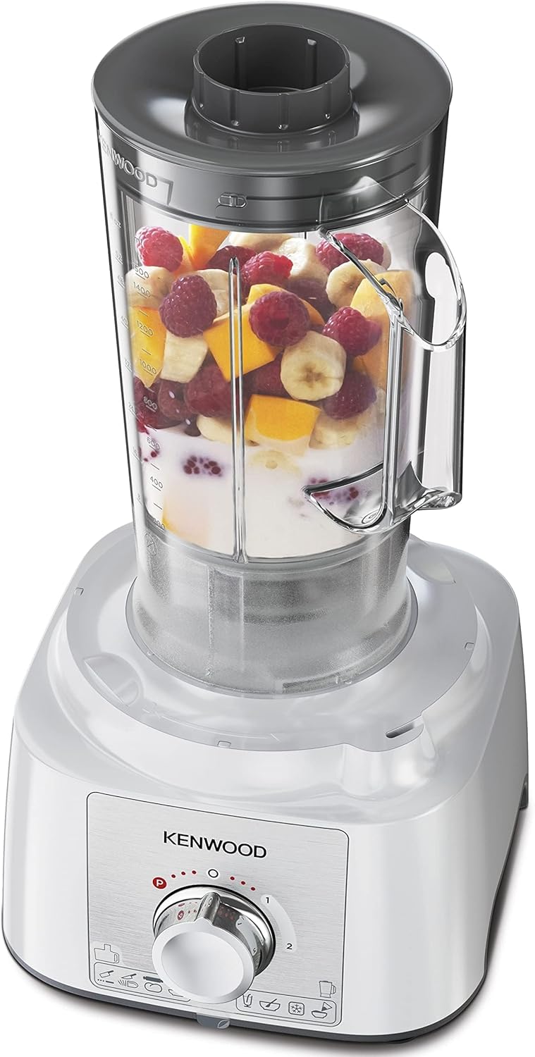 Kenwood Food Processor 1000W with 3 Stainless Steel Disks, Blender, Grinder, Juicer, Whisk & Dough Maker FDP65.750WH
