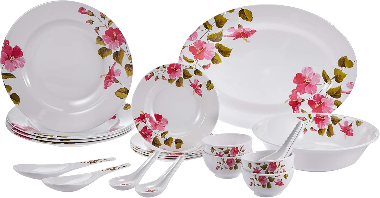 Flamingo Melamine Dinnerware Set, Multi-Colour, FL9306MWST, 20 Pieces