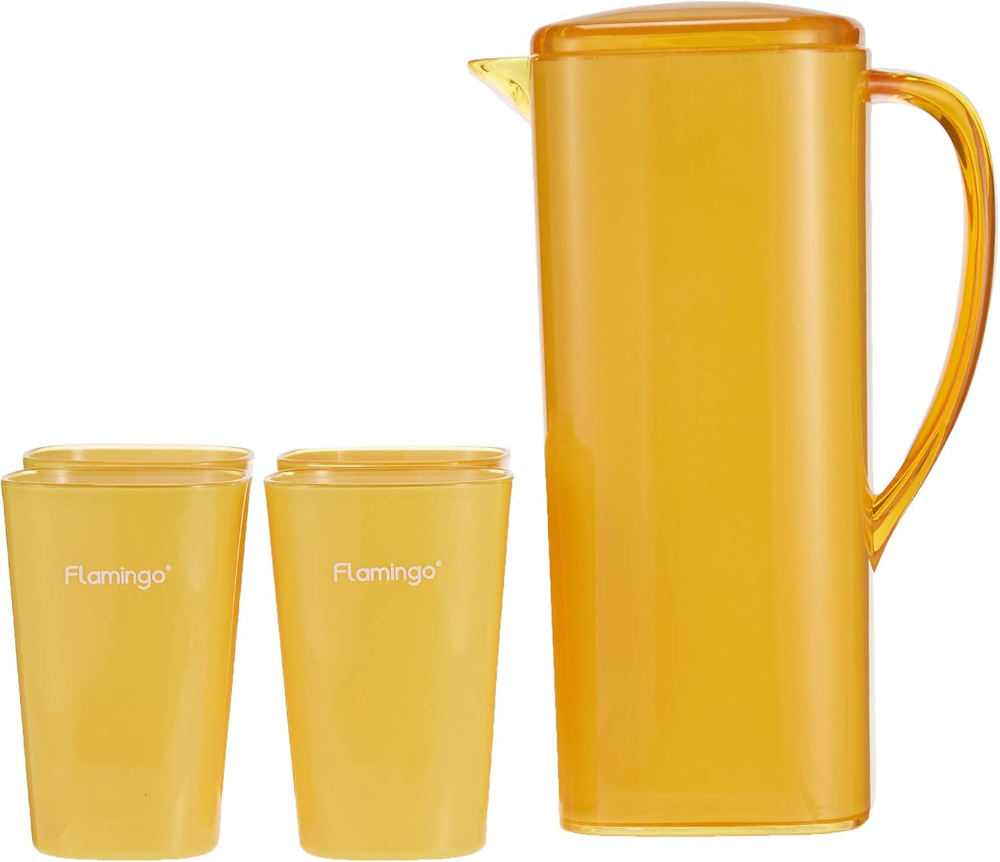 Flamingo Water Jug with 4 Cups, Yellow, FL5918WJ